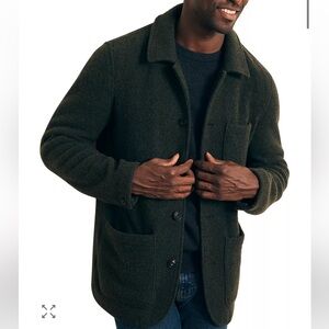Faherty Men’s Olive Reverse Knit Chore Coat Large Green New NWT Jacket Wool